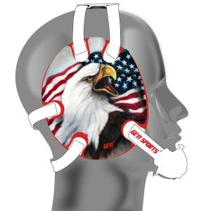 Wrestling Headgear with Bald Eagle Decals (Red, Youth)
