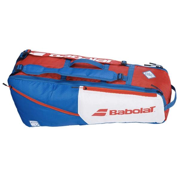 Babolat EVO ラケットホルダー X 6 テニスバッグ (ホワイト/ブルー/レッド)