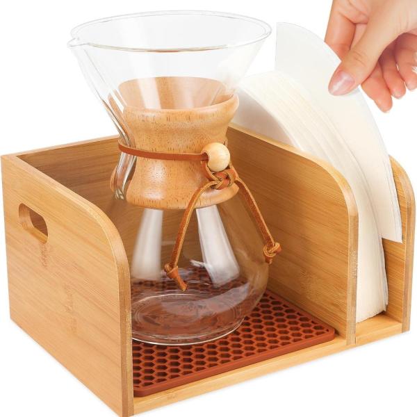 PrimZooty Bamboo Caddy for Chemex CoffeeMakers - w...