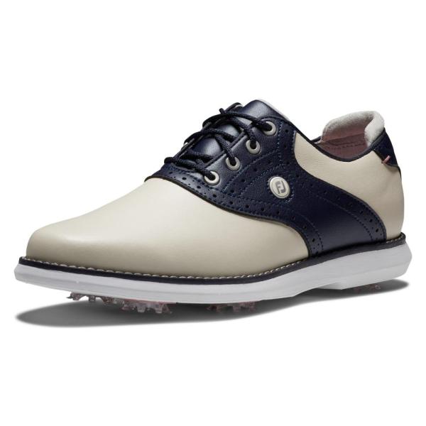 FootJoy Women's Traditions Golf Shoe, Cream/Navy, ...