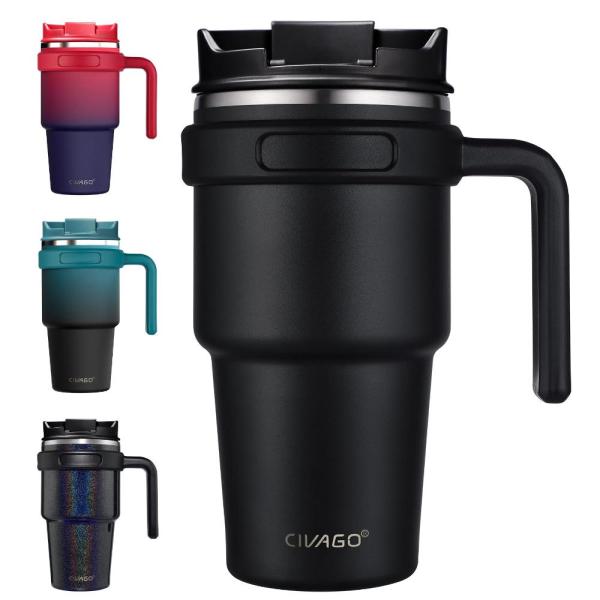 CIVAGO 20 oz Tumbler Mug with Lid and Straw, Insul...