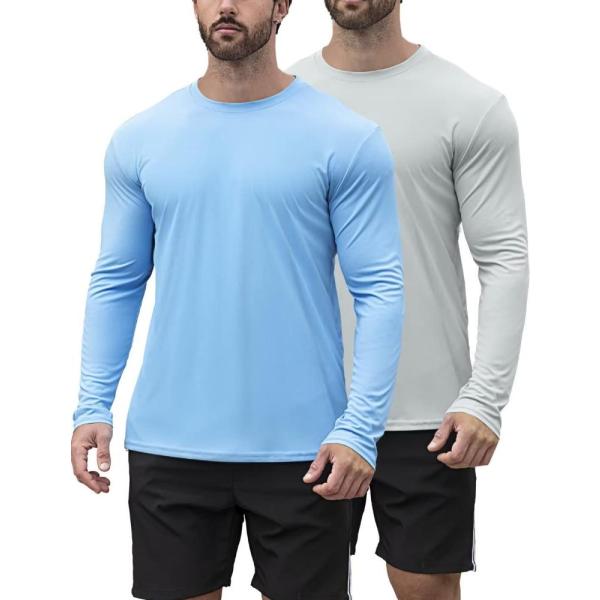 HOPLYNN 2 Pack Men&apos;s UPF 50+ Rash Guard and Quick-...
