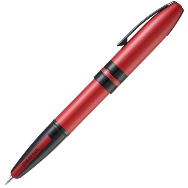 Sheaffer Icon メタリックレッド 光沢ブラックPVDアプリ付き万年筆 - 細字ペン先