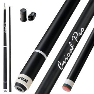 CRICAL-PRO 58インチ ビリヤードカーボンファイバープールキュー 3/8 * 8ピンジョイント 12.5mmチップ ブラックテクノロジーカー