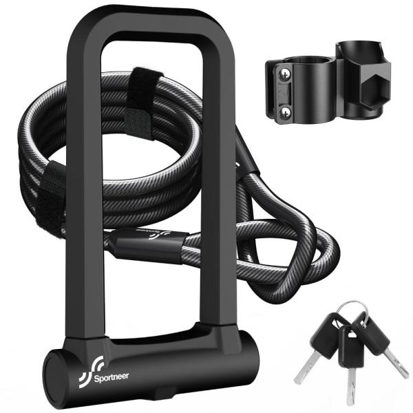 Sportneer バイクロック:18mm ヘビーデューティー 盗難防止 バイク Uロック 5フィー...