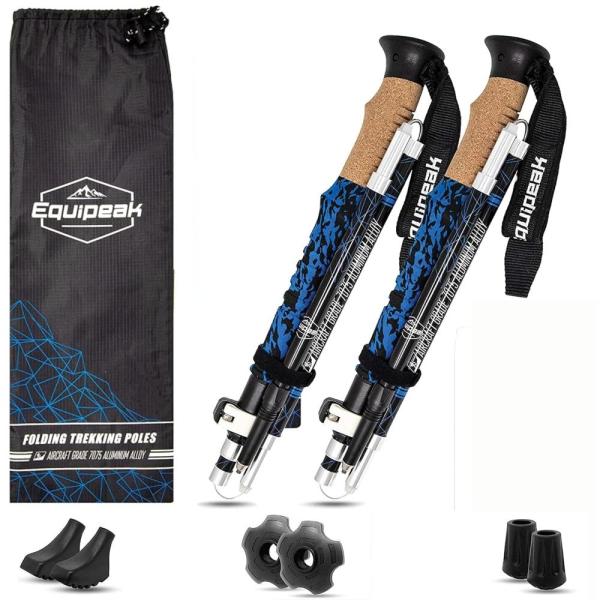 Equipeak Collapsible Folding Hiking &amp; Trekking Sti...