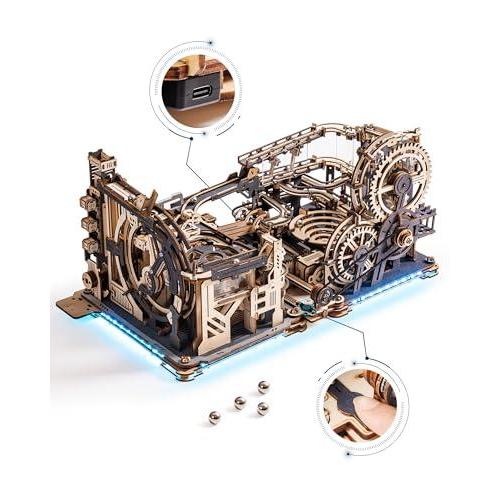 RoWood 3Dパズル 大人用 3イン1木製パズル 大人用 マーブルラン マーブルスペースポート ...