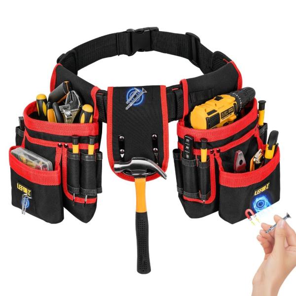 Tool Belt,Magnetic Tool Pouch,27-Pockets Heavy Dut...