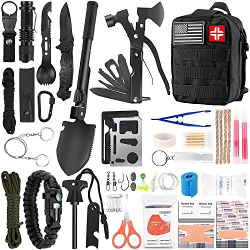 Survival Kit and First Aid Kit, 142Pcs Professiona...
