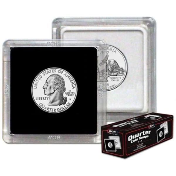 2x2 Coin Snap Holder Quarter (24.3mm) Bundle of 25...