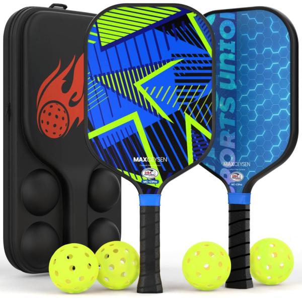 ピックルボールパドル T700カーボンファイバーUSAPA承認ラケット2個セット アウトドアボール4...