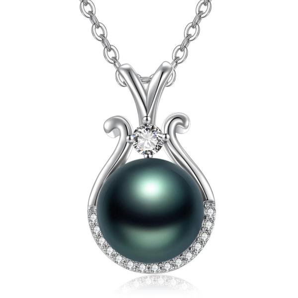 並行輸入品お母さんの誕生日プレゼント ブラックパールネックレス 926スターリングシルバー タヒチブ...