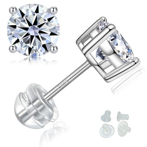 並行輸入品YzngCoi モアッサナイトスタッドピアス人工DカラーVVS1ラウンドカット925スター...