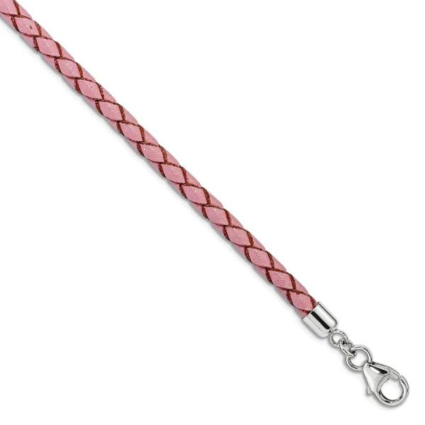 並行輸入品925 Sterling Silver Reflections Pink Leather ...