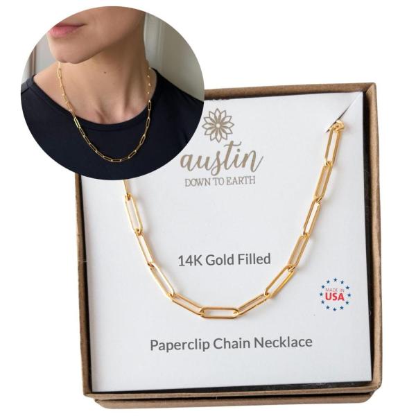 並行輸入品14k Gold Filled Paperclip Chain Necklace, Lar...