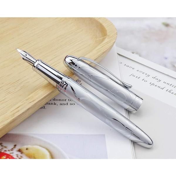 【並行輸入品】HongDian 5010 エンボス加工 ステンレス 万年筆 細字 クラシック ギフト...