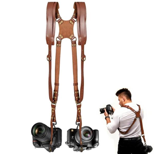 【並行輸入品】YIHAOSSING カメラハーネスカメラマン用ブラウンカメラストラップデジタル一眼レ...