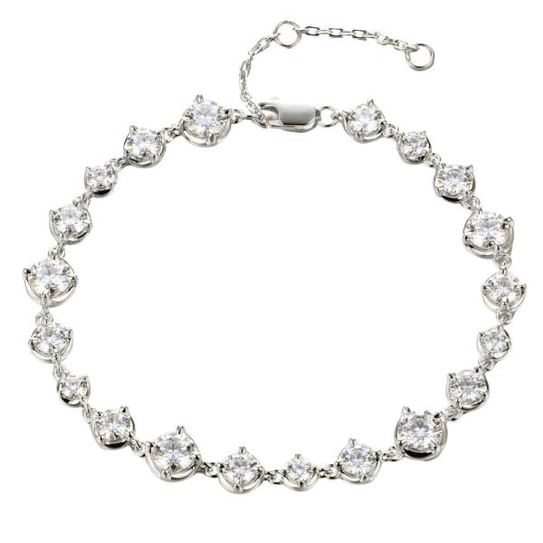 【並行輸入品】18Kホワイトゴールドメッキシルバーブレスレット総重量5.50カラットのモアッサナイト...