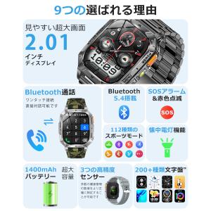 スマートウォッチ メンズ Bluetooth通...の詳細画像2