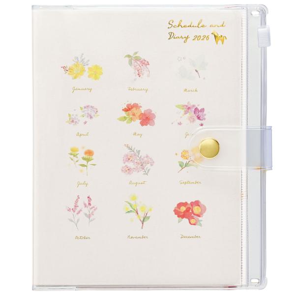 [クツワ] 2026年 家計簿付き手帳 A6週間 季節の花言葉 140SHB