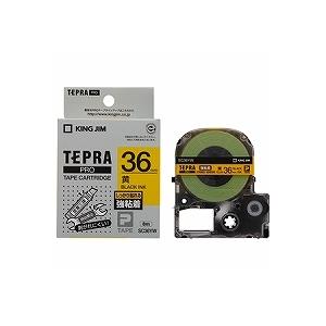テプラ・プロ テープカートリッジ 強粘着ラベル 黄 36mm SC36YW キングジム 4971660765157（40セット）｜tag