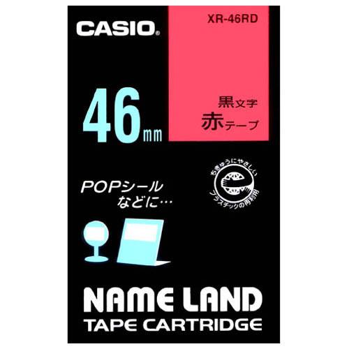 XR-46RDアカ　カシオ ネームランドテープカートリッジ 46mm XR-46RD 黒文字／赤テー...