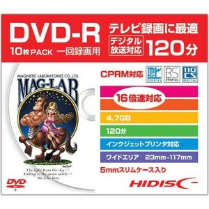 ハイディスク 録画用DVD-R 120分 16倍速 5mmスリムケース HDDR12JCP10SC(10枚入) 磁気研究所 4984279130476｜tag