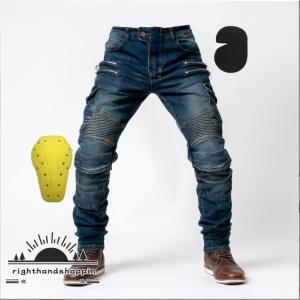 バイクパンツ デニム バイク用 ライダーパンツ ライディング 通気 防風 耐磨 プロテクター装備 腰用 膝用 夏 秋 冬