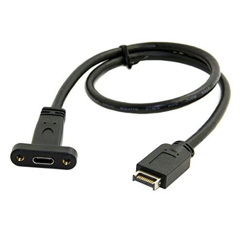 Cablecc USB 3.1 フロントパネルヘッダー USB-C Type-C メス延長ケーブル ...