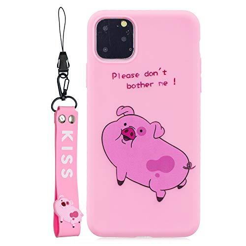 携帯ケースIphone 12 Pro Max、子豚 3D 漫画 動物 薄型 かわいい ブレスレット ...