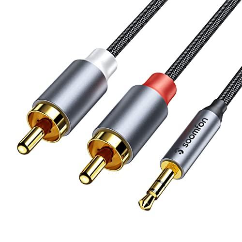 RCA 3.5mm 変換ケーブル 2M - SOOMFON Aux 3.5mm to 2RCA オー...