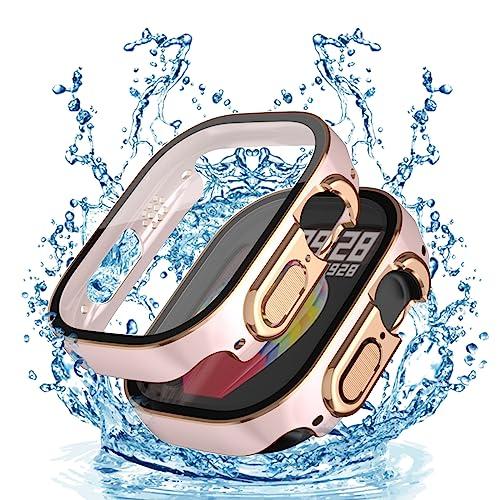 防水モデル Apple Watch 防水ケース Ultra 49mm 用 保護ケース 強化ガラスフィ...