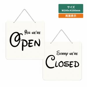 「OPEN／CLOSED」アクリル製 看板 W200mm×H200mm 準備中 営業中 OPEN CLOSED 両面サイン プレート チェーン付き オープンaku-opcl-b｜taihei1-store