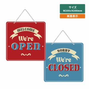 「OPEN／CLOSED」アクリル製 看板 W200mm×H200mm 準備中 営業中 OPEN CLOSED 両面サイン プレート チェーン付き オープンaku-opcl-f｜taihei1-store