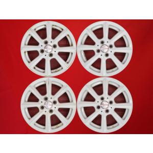 【激安 4本セット】軽自動車用 8スポーク アルミホイール 中古品 15インチ 4.5J インセット+45 PCD100 4穴 ハブ径Φ67 白色 ホワイト cc15