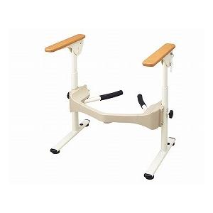 安寿　洋式トイレ用フレーム　SUS-はねあげＲ-2 533-067　木製ひじ掛け