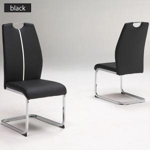 ダイニングチェア 2脚セット 食卓椅子 カンティレバーチェア ハイバックチェア PVC 合皮 ブラック｜taiho-kagu