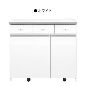 ダストボックスカウンター キッチンカウンター ペール缶 3個付き 90幅 3分別 ゴミ箱 レンジ台 収納家具 背面 ホワイト｜taiho-kagu