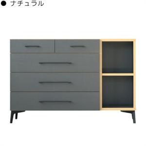 ライトグレーの木製チェスト 4引き出し チェスト タンス ローチェスト たんす グレー 木製 フルオープン