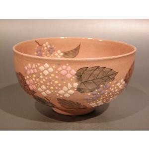 茶道具 抹茶茶碗 仁清 枝垂（しだれ）桜、京都 壱休窯 窪田常之作、桐