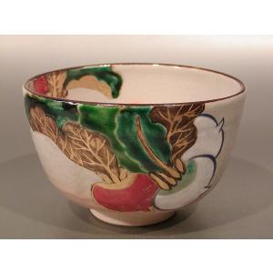 茶道具 抹茶茶碗 乾山写 木蓮（もくれん）、京都 鈴木一点作、桐共箱