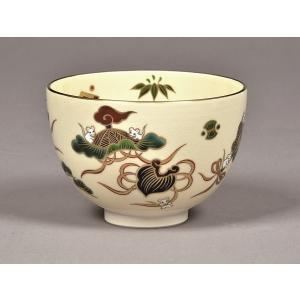 茶道具 抹茶茶碗、赫土地 和つなぎ、京焼 杉田祥平 清閑寺窯、桐共箱