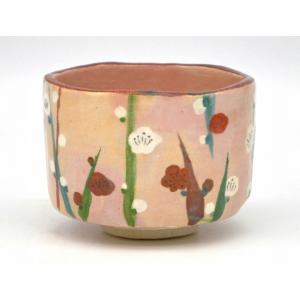 茶道具・抹茶茶碗 紅枝垂（しだれ）桜、伝統工芸士 清水 明（雅号