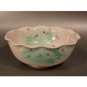 茶道具 鉢 四方輪花鉢 青白磁 唐草 快山窯 化粧箱 : 新古茶道具 さかい