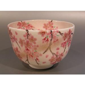 茶道具 抹茶茶碗 色絵茶碗 桜に流水 加藤ひろ子作 茶道 : 茶道具いまや