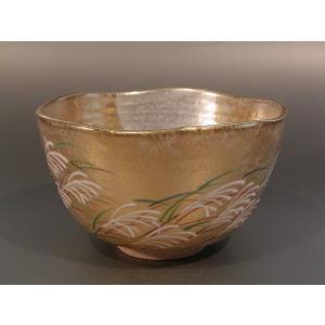 茶道具 抹茶茶碗 金砂子 月に兎（うさぎ）、京焼 伝統工芸士 小倉 亨作