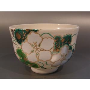 茶道具 抹茶茶碗 金砂子 紫陽花、 京焼 伝統工芸士 小倉 亨作 : 佐藤