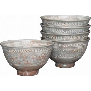 茶道具 仁清数茶碗 七宝紋平 与平作 平茶碗 茶道具 抹茶碗】 数茶碗 帯七宝 5客 中村与平作 | 数茶碗