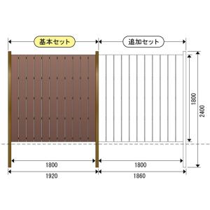 エイコー板垣セット30型　基本セット3段胴縁　竪板片面張　支柱：焼木目、板：ブラウンW1920×Ｈ1000（柱1500）｜taikoh