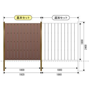 エイコー板垣セット30型　基本セット2段胴縁　竪板片面張　支柱、合成板ともオーク木目W1920×Ｈ7...